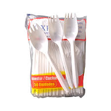 Cuchara tenedor desechable