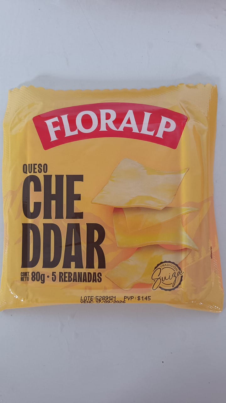 Queso cheddar rebanado 80g