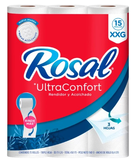 Papel higiénico rosal x 15
