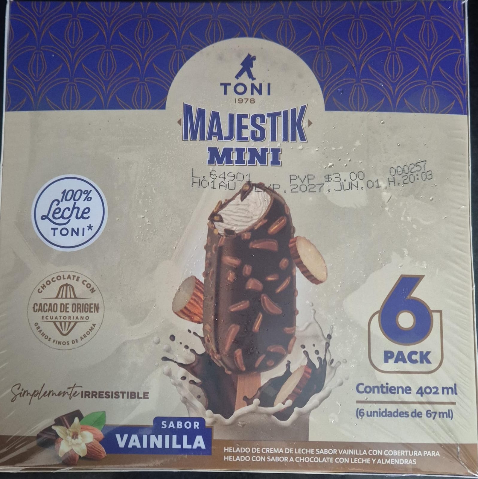 Helado magestic Toni x6