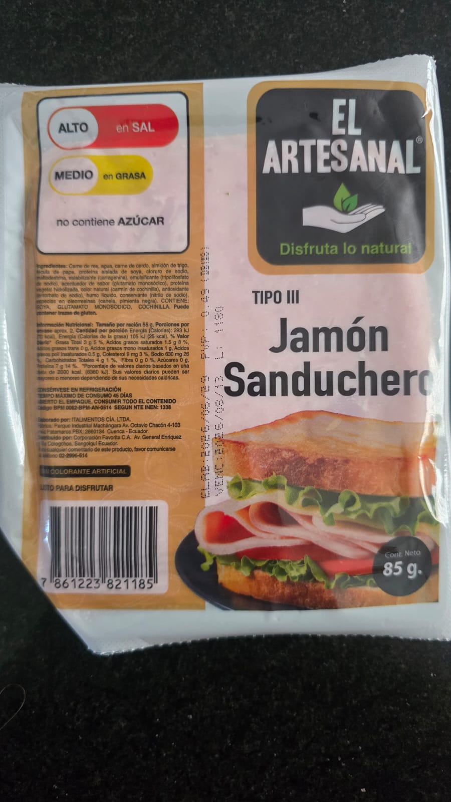 Jamon sanduchero El Artesanal 85g