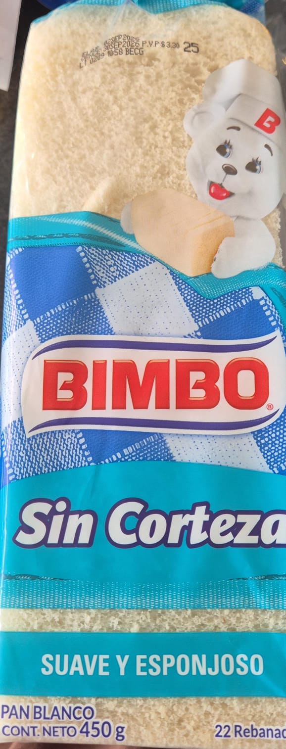 Pan molde Bimbo sin corteza