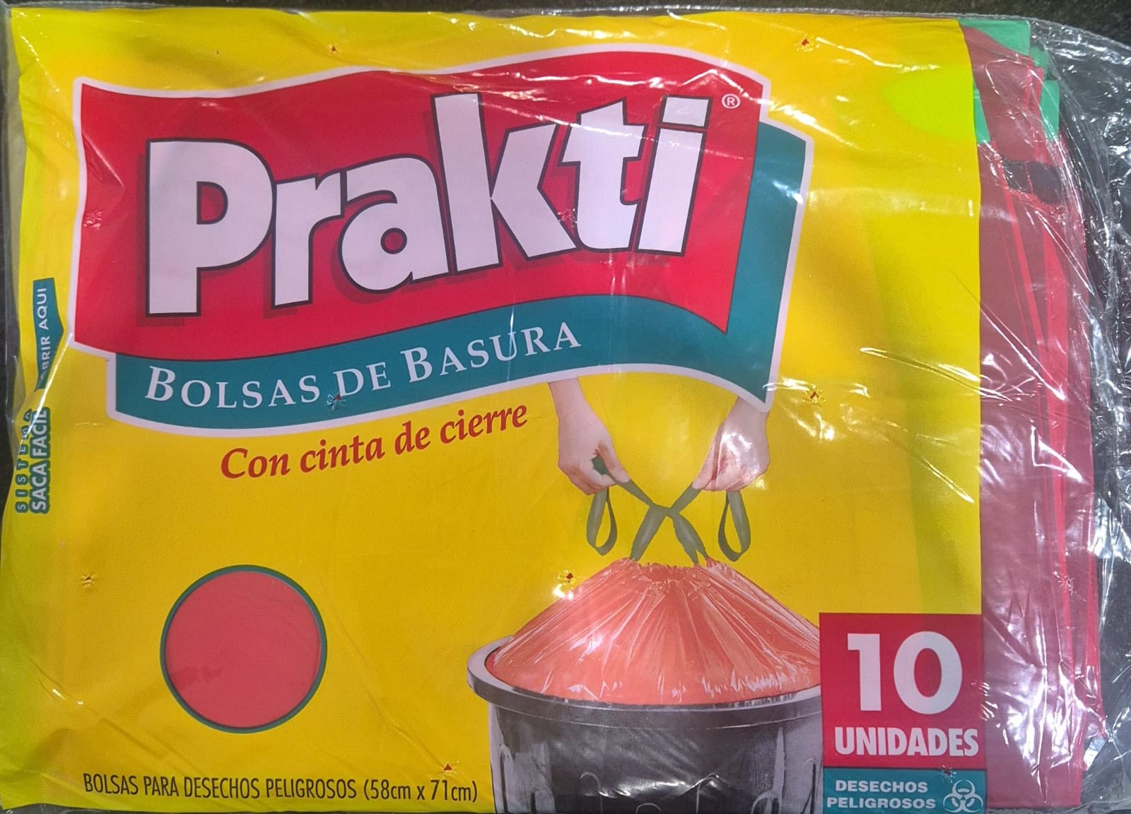 Funda de basura roja, desechos peligrosos, Prakti 10 uni