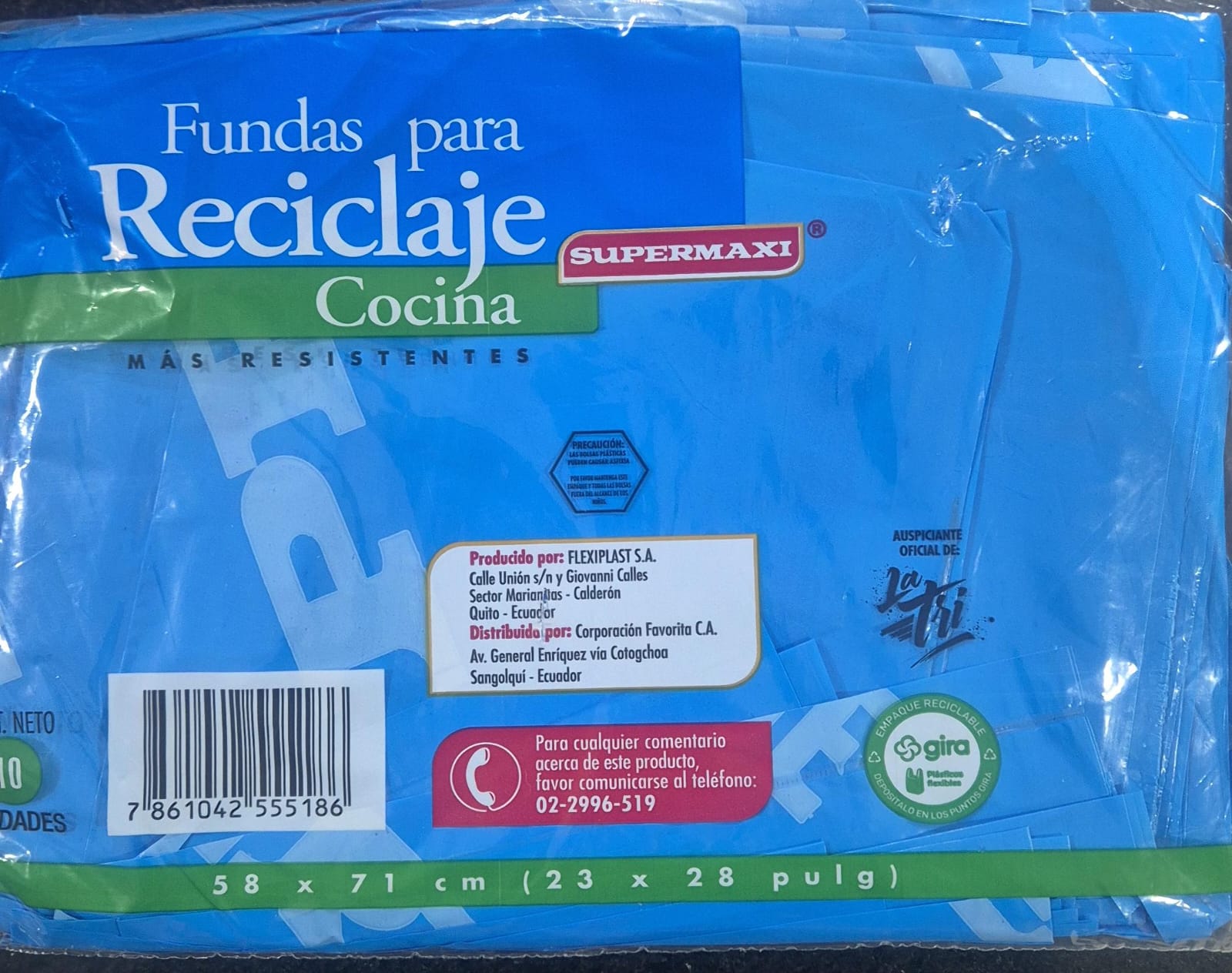 Funda de basura cocina Supermaxi azul 58x71cm