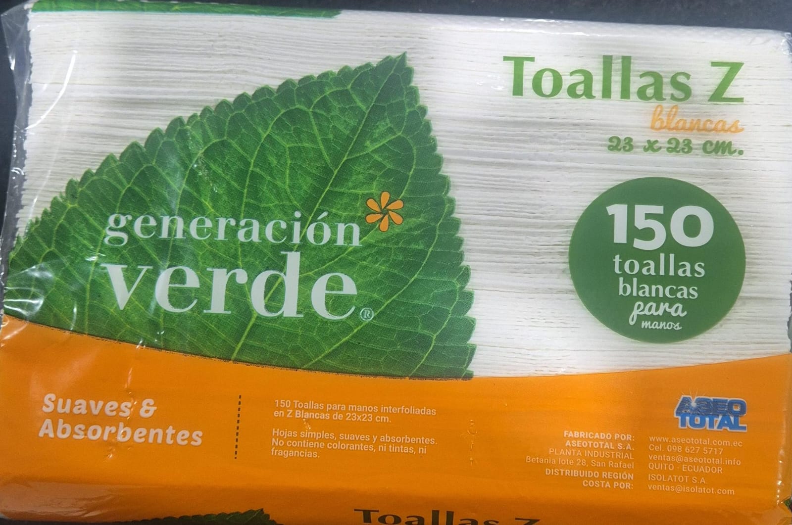 Toallas de papel Z Generación verde 150un