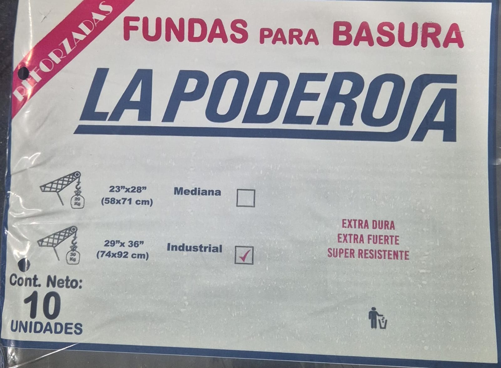 Funda de basura industrial La Poderosa 74x92cm